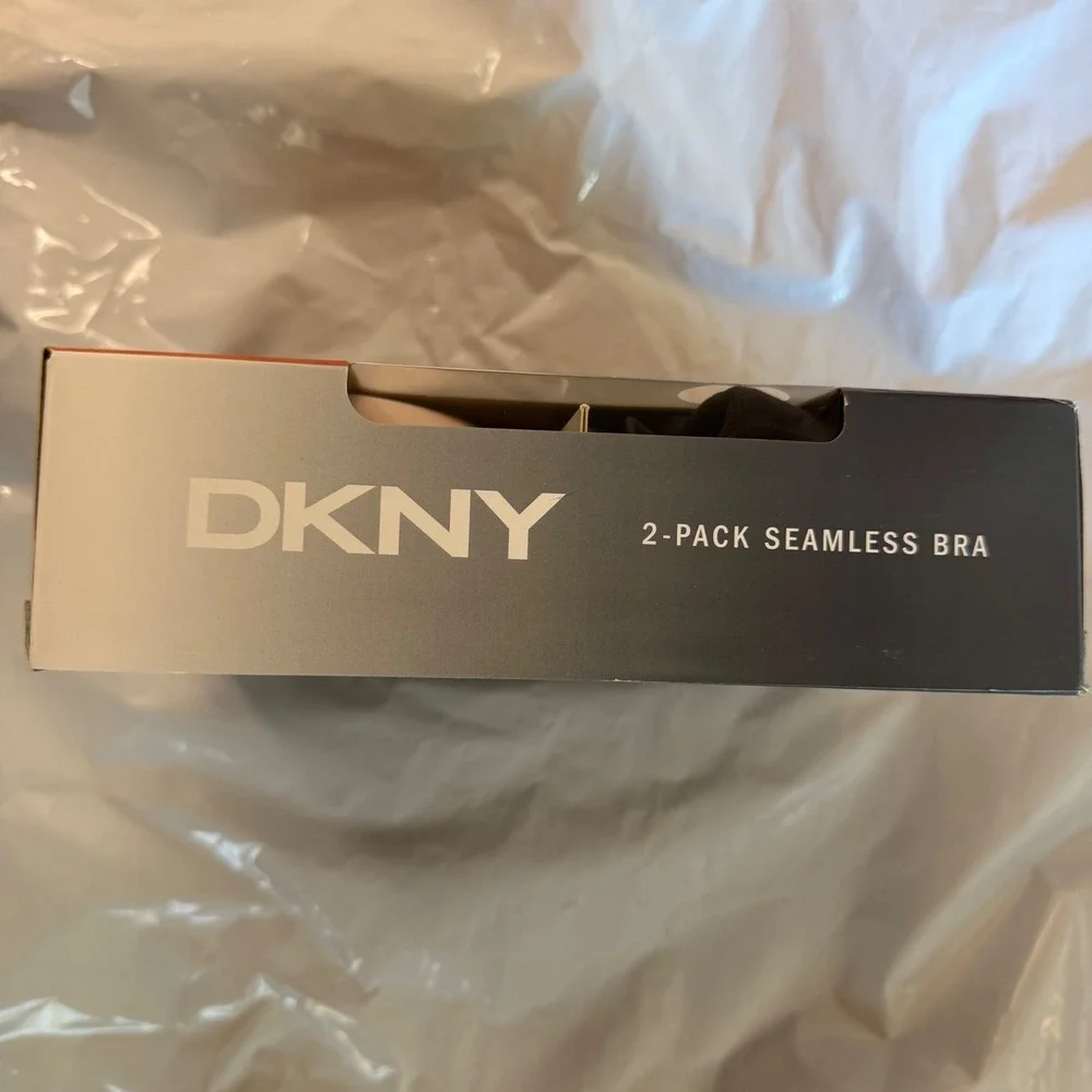 DKNY Womens 2-Pack Seamless Bra Black Sand Adjustable Straps 1571959 Large
